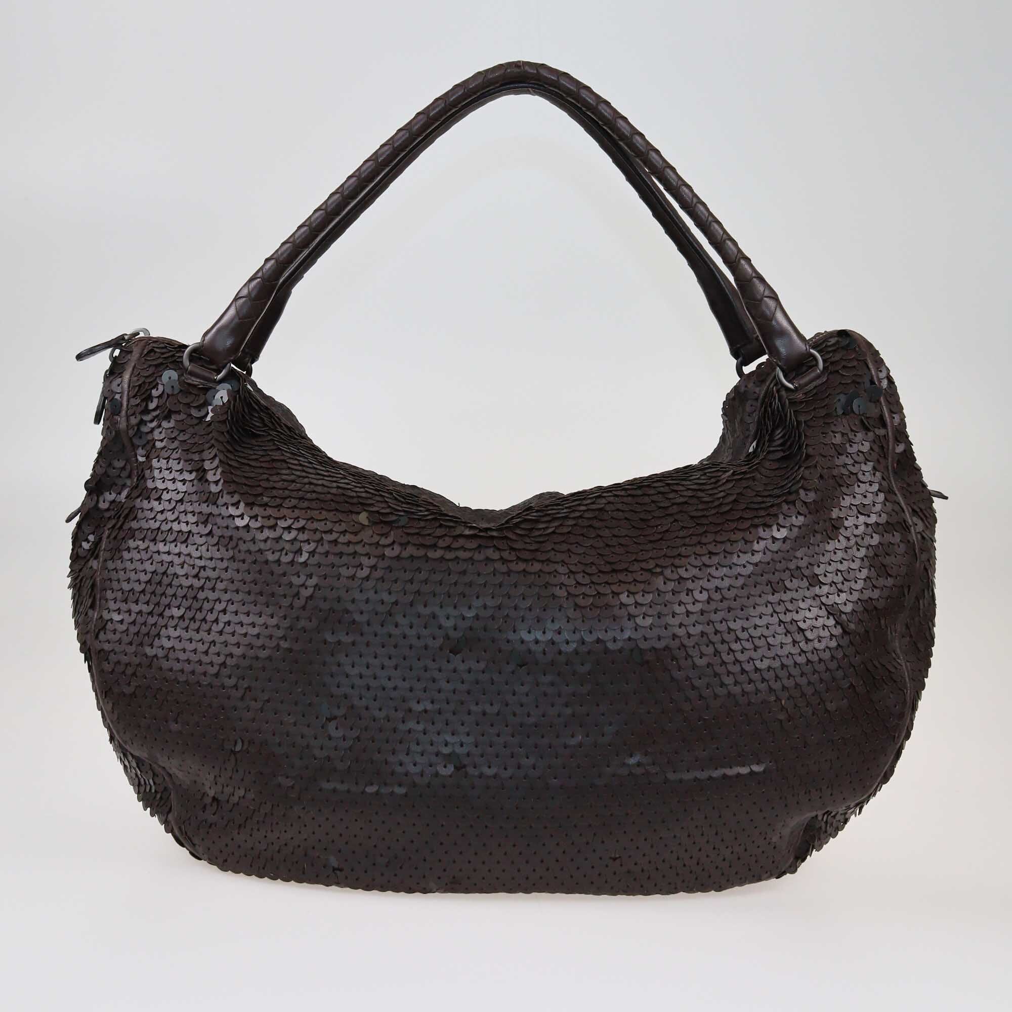 Bottega Veneta Dark Brown Ebano Paillette Hobo Bags Bottega Veneta 