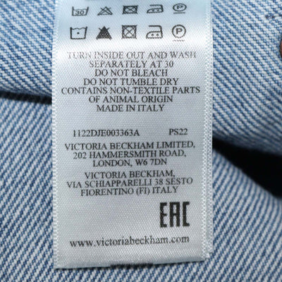 Victoria Beckham Washed Blue Denim Low Rise Bootcut Leg Pants
