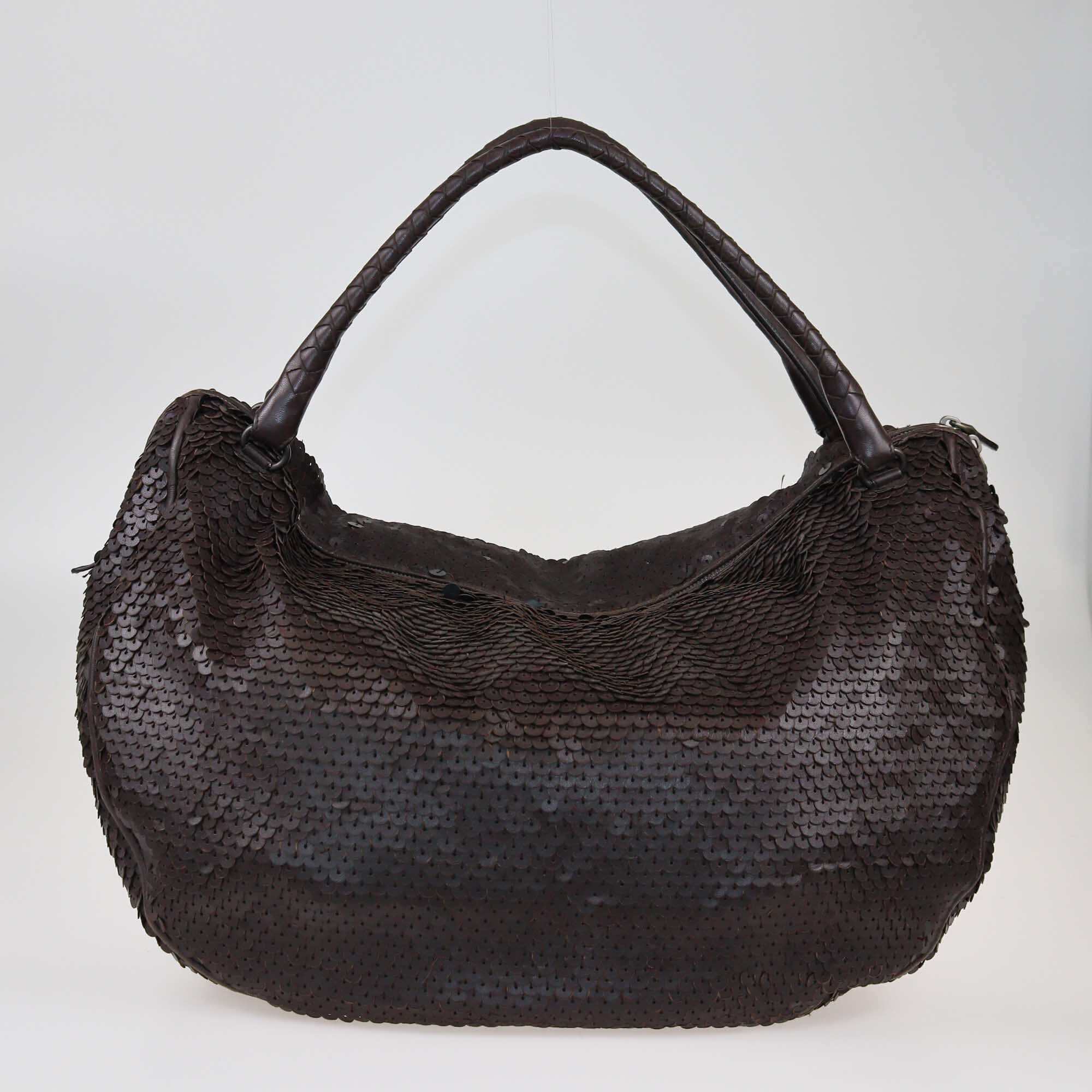 Bottega Veneta Dark Brown Ebano Paillette Hobo Bags Bottega Veneta 