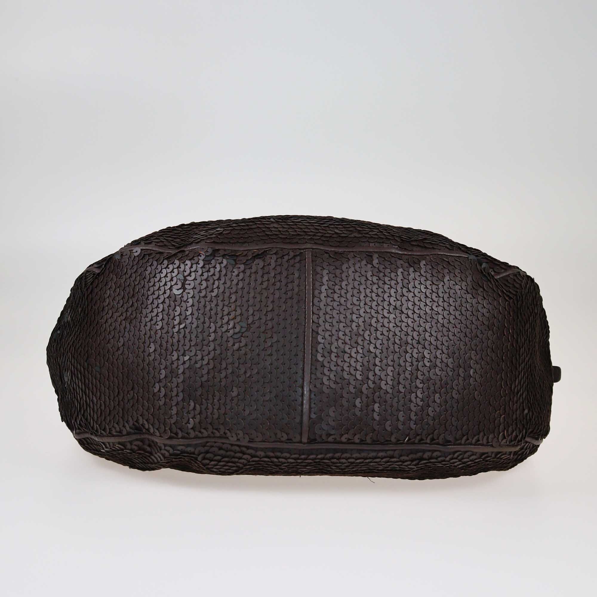 Bottega Veneta Dark Brown Ebano Paillette Hobo Bags Bottega Veneta 