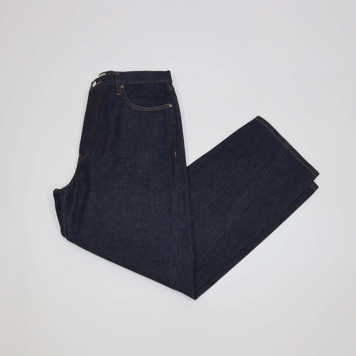 Toteme Dark Blue Denim Twisted Seam Full Length Pants