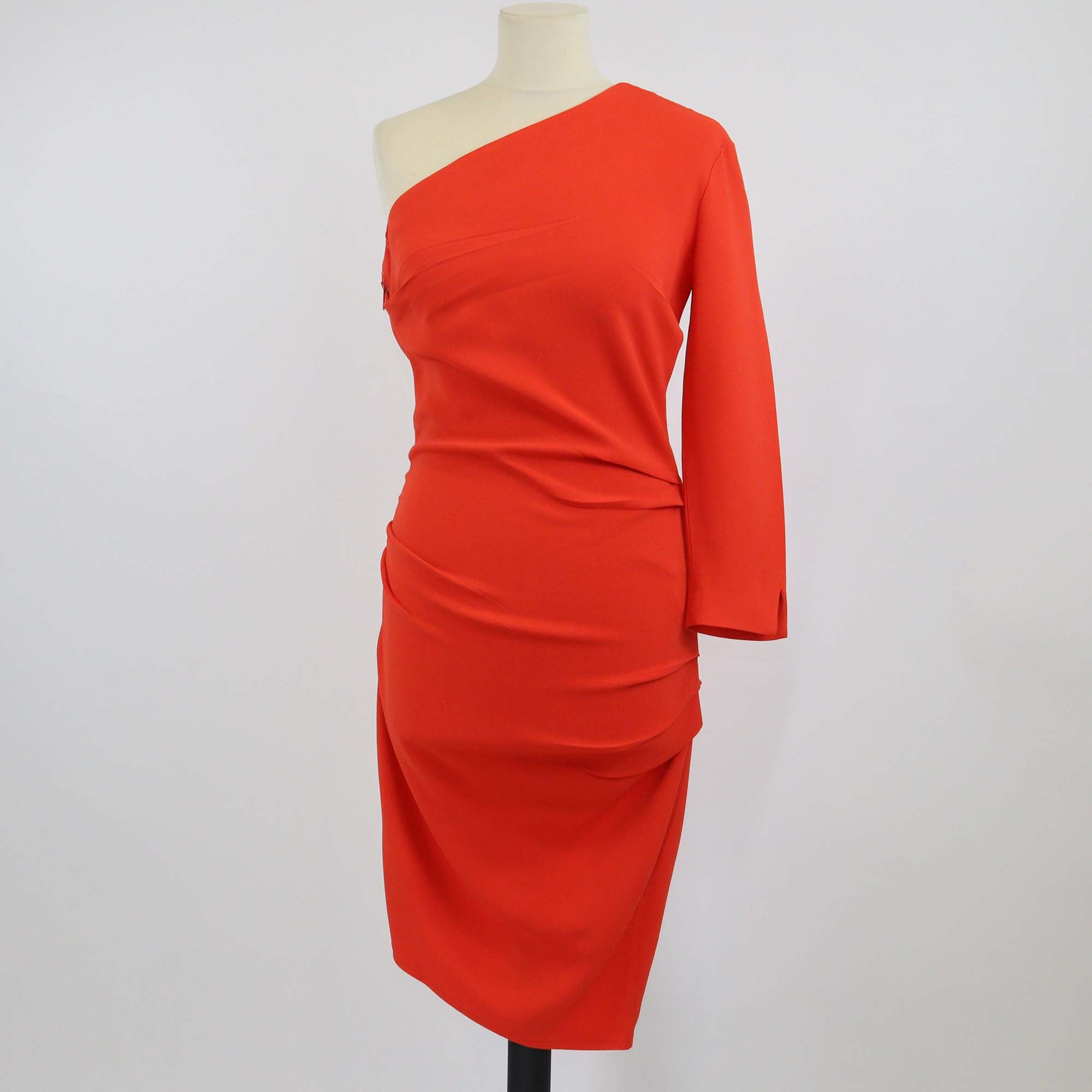 Elisabetta Franchi Orange Viscose 20th Anniversary Crepe One Shoulder Dress