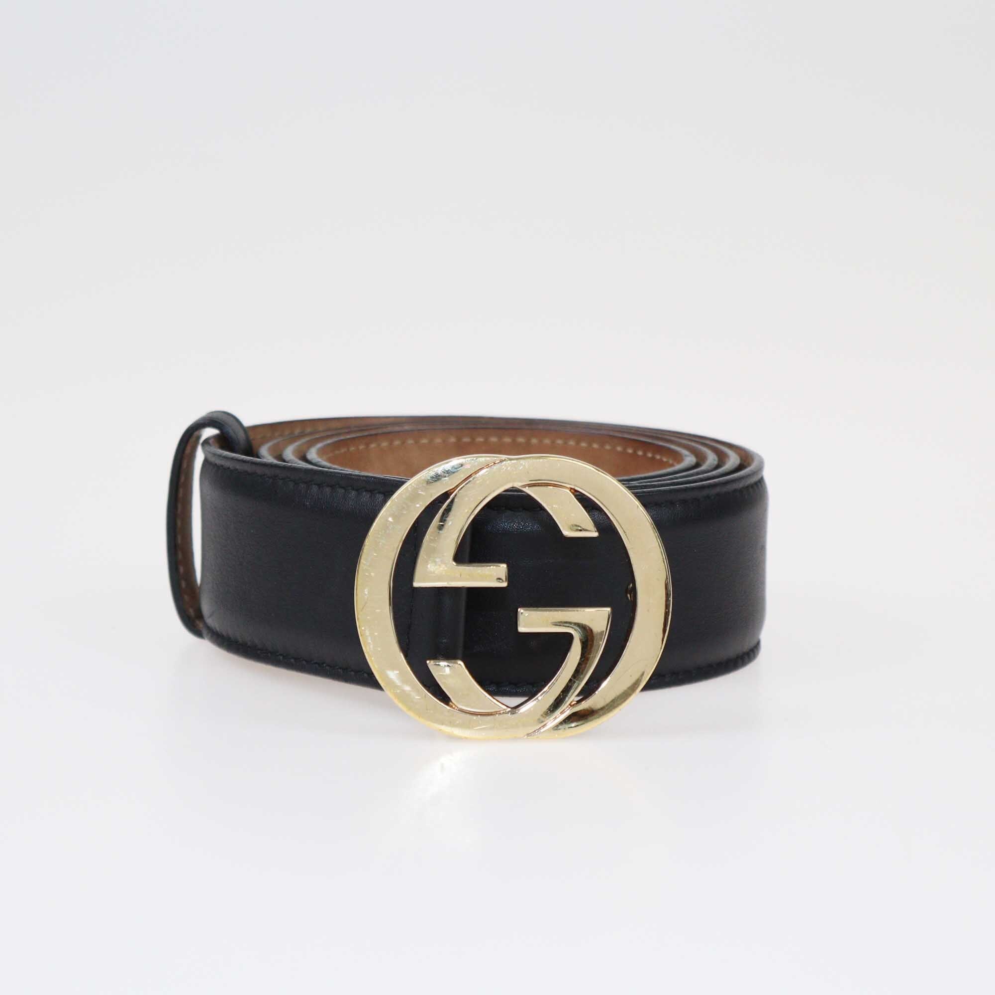 Gucci Black Interlocking G Buckle Belt Accessories Gucci 