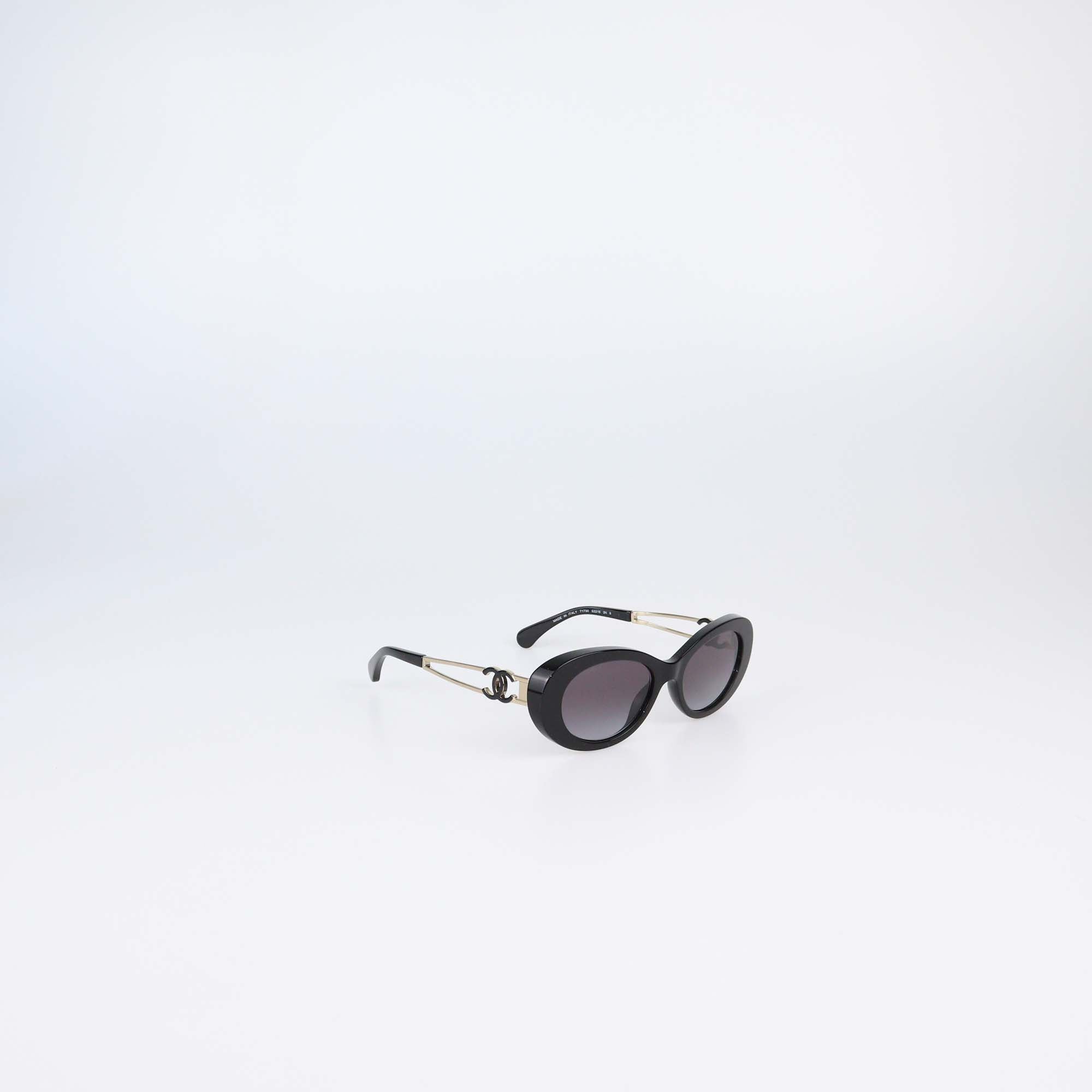 Chanel Black Gradient Oval Sunglasses
