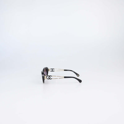 Chanel Black Gradient Oval Sunglasses