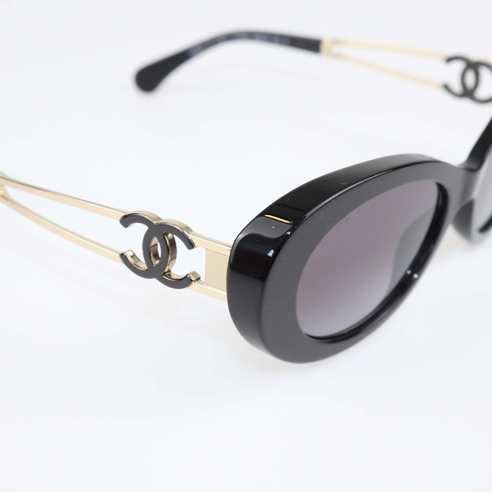 Chanel Black Gradient Oval Sunglasses