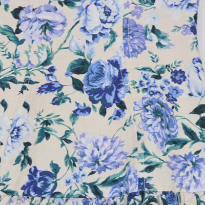 Zimmermann Cream,Blue Linen Moncur Floral Mini Dress
