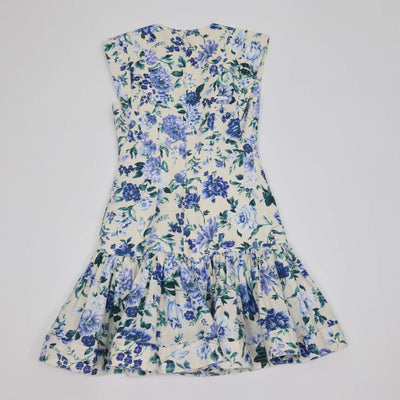 Zimmermann Cream,Blue Linen Moncur Floral Mini Dress