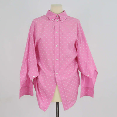 Balenciaga Pink Cotton BB Allover Swing Twisted Poplin Shirt