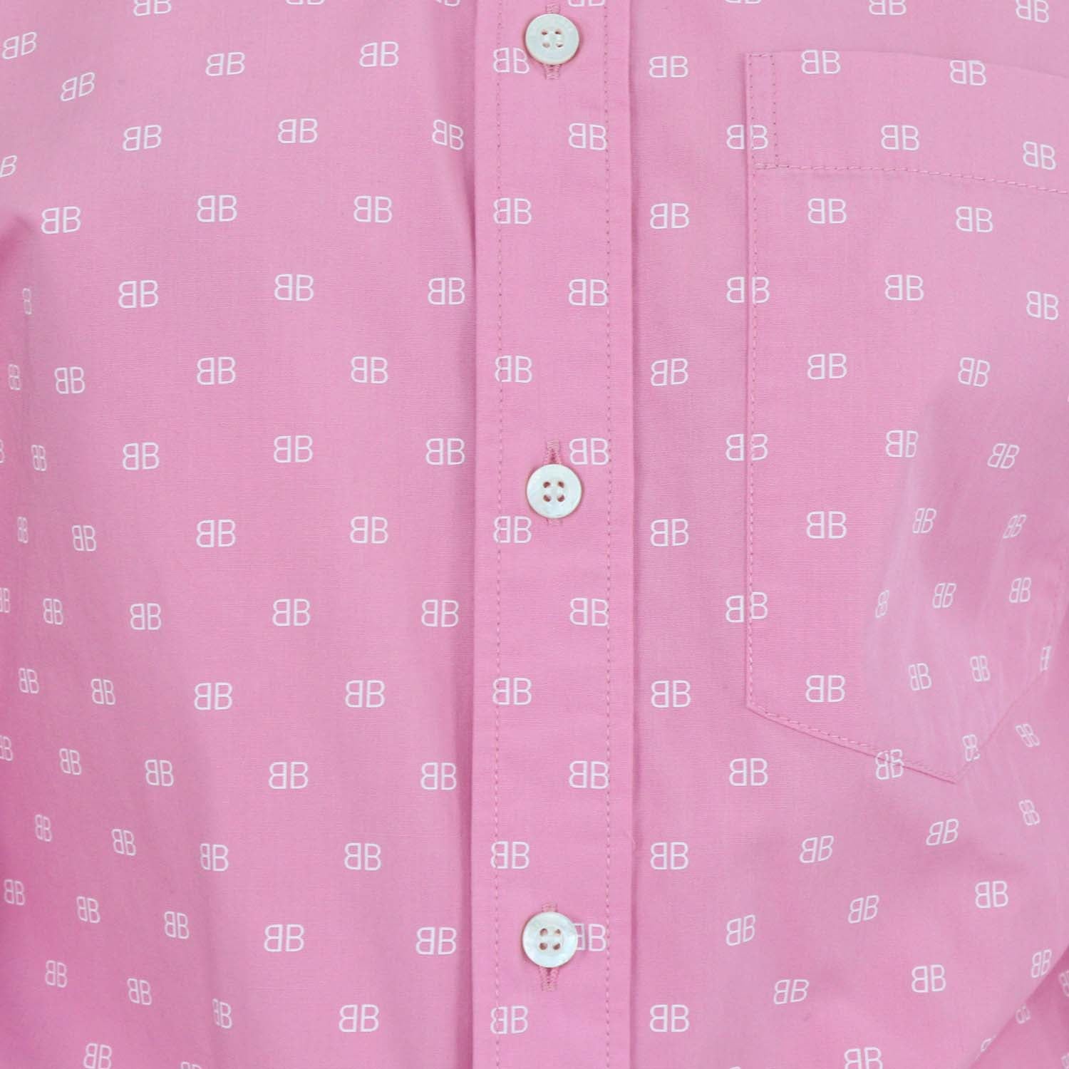 Balenciaga Pink Cotton BB Allover Swing Twisted Poplin Shirt