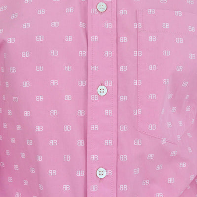 Balenciaga Pink Cotton BB Allover Swing Twisted Poplin Shirt