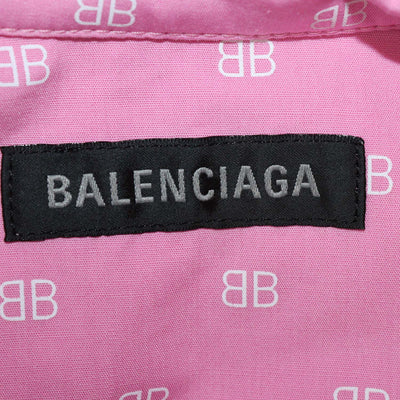 Balenciaga Pink Cotton BB Allover Swing Twisted Poplin Shirt