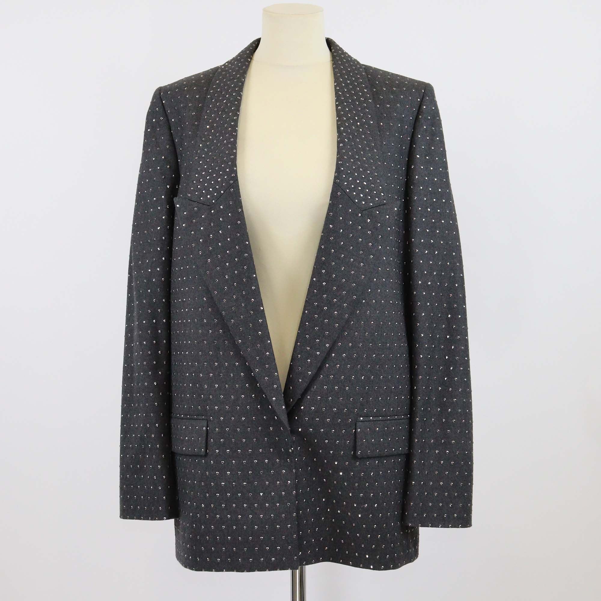 Stella McCartney Anthracite Wool Studded Single Breasted Blazer