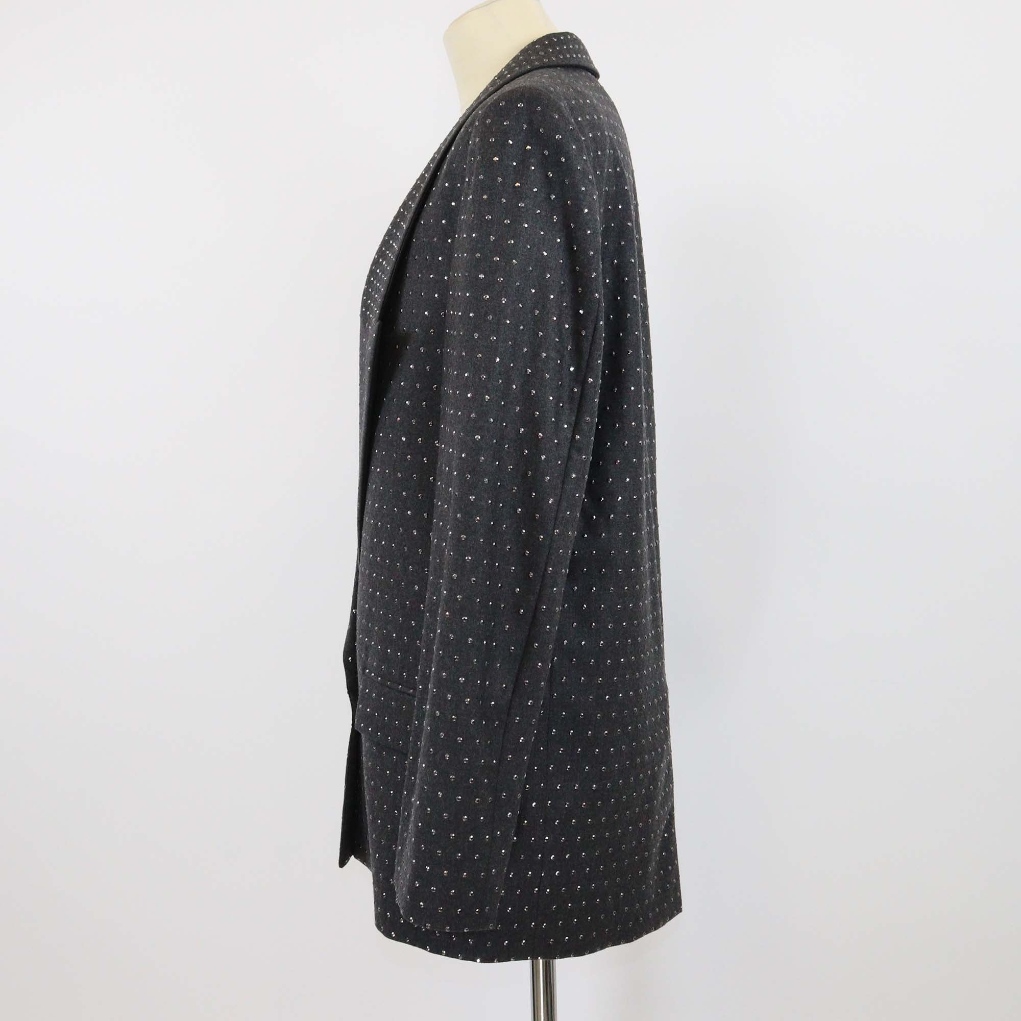 Stella McCartney Anthracite Wool Studded Single Breasted Blazer