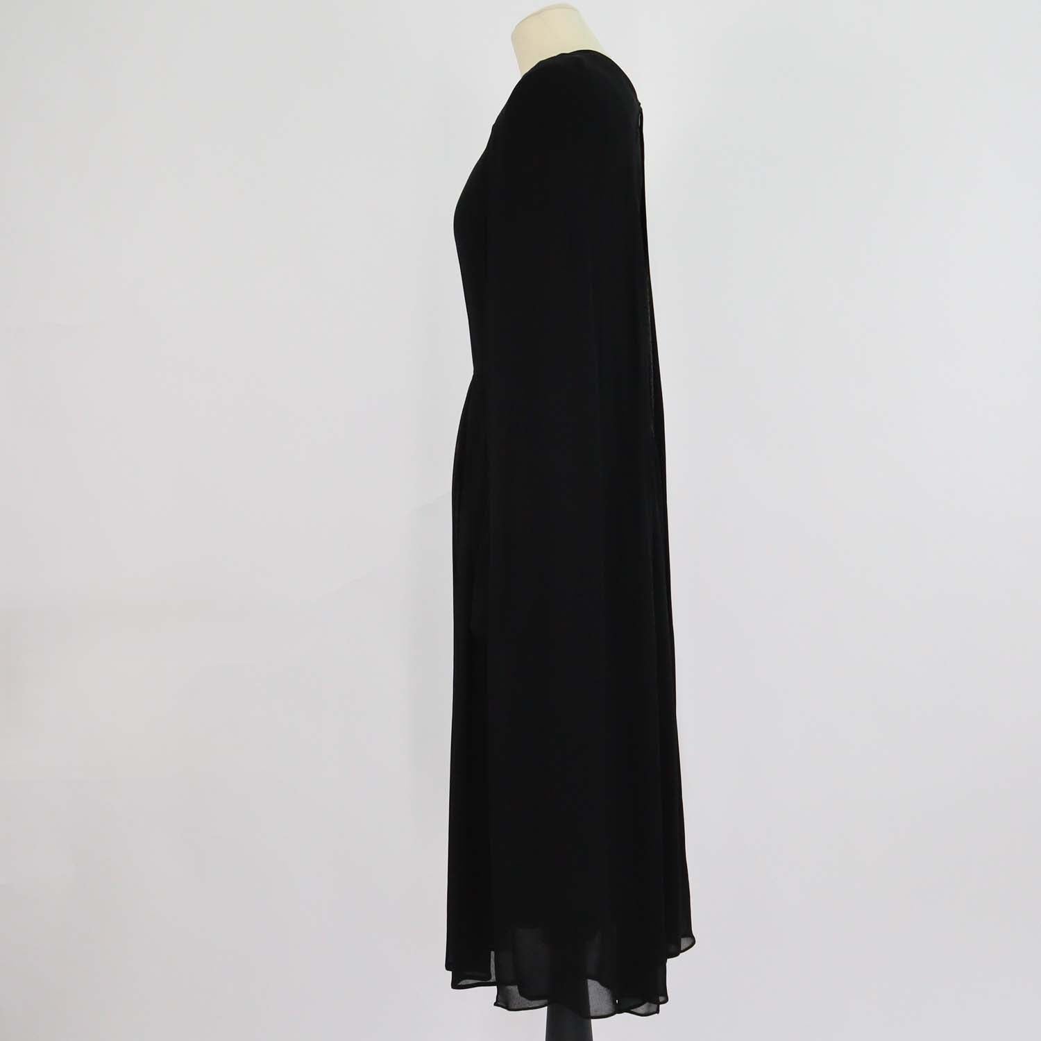 Prada Black Silk Long Sleeve Midi Dress