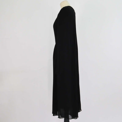 Prada Black Silk Long Sleeve Midi Dress