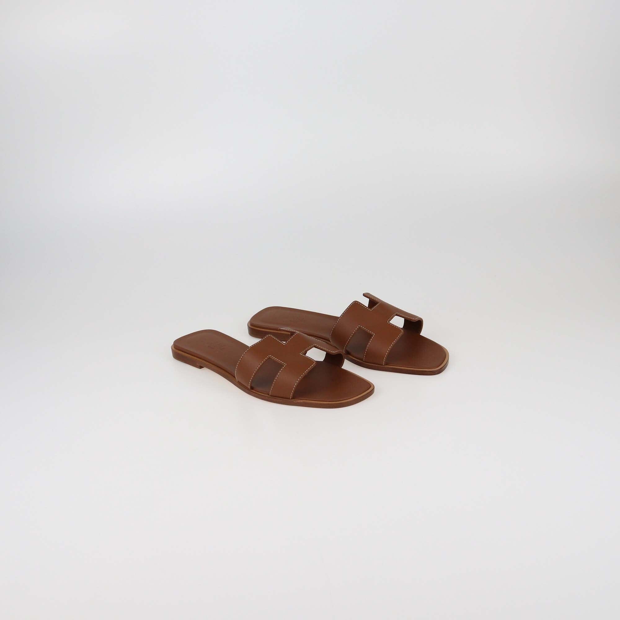 Hermes Gold Oran Sandals Womens Hermes 