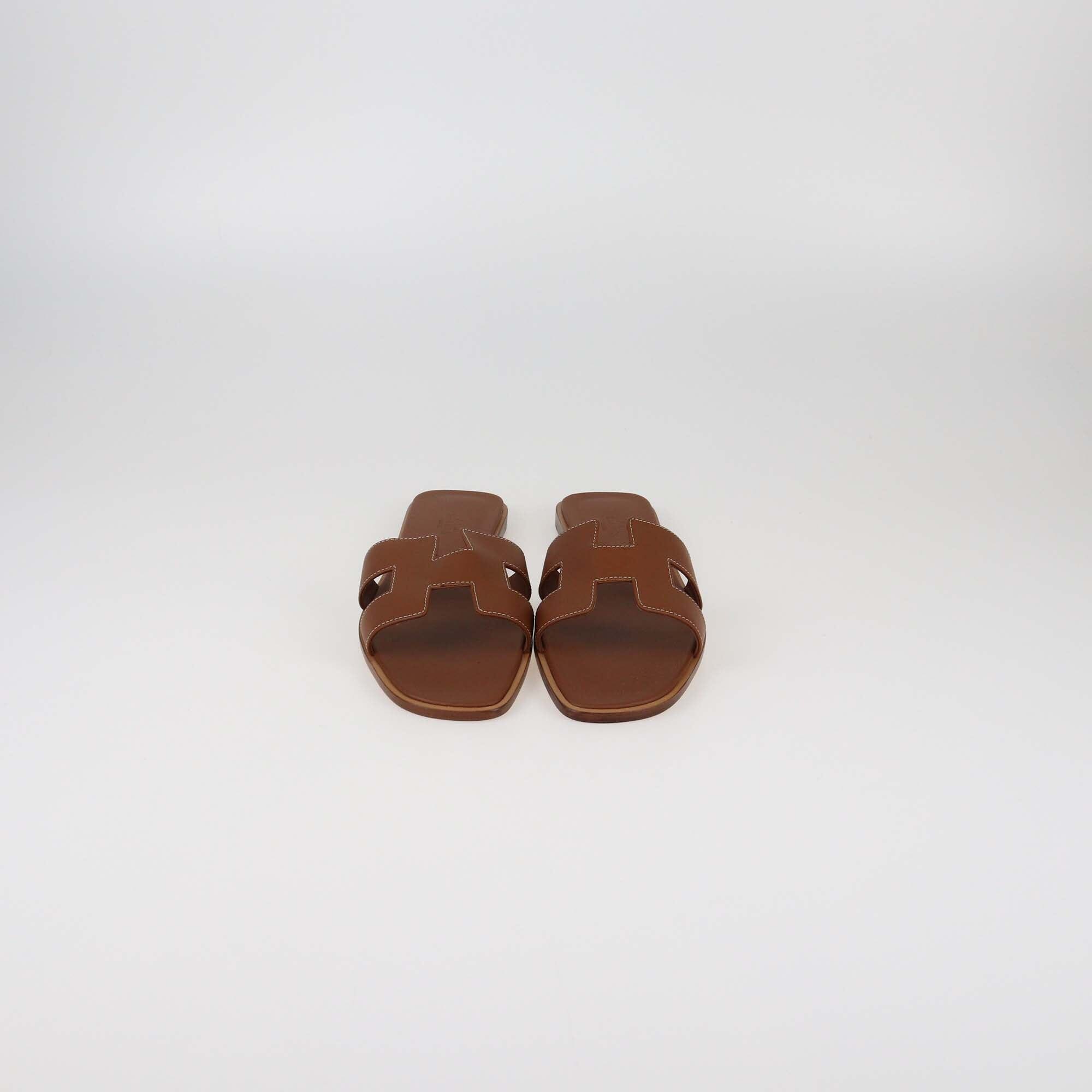 Hermes Gold Oran Sandals Womens Hermes 