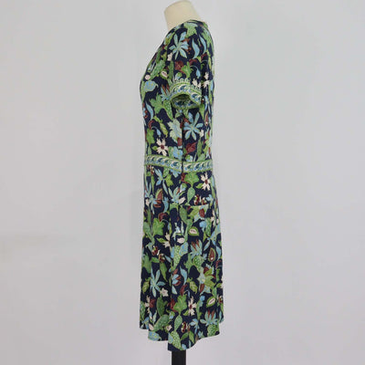Tory Burch Multicolor Silk Garden Wisteria Print V Neck Mini Dress