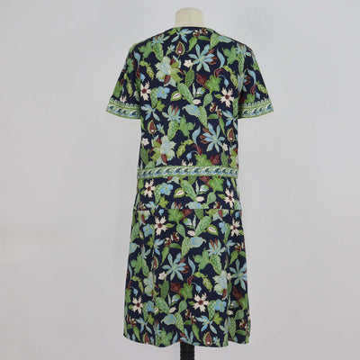 Tory Burch Multicolor Silk Garden Wisteria Print V Neck Mini Dress
