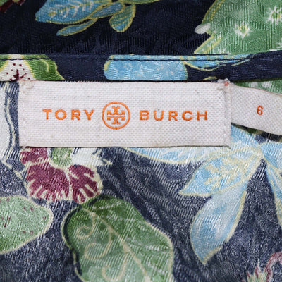 Tory Burch Multicolor Silk Garden Wisteria Print V Neck Mini Dress