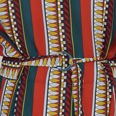 Tory Burch Multicolor Silk Printed Sleeveless Belted Midi Dress