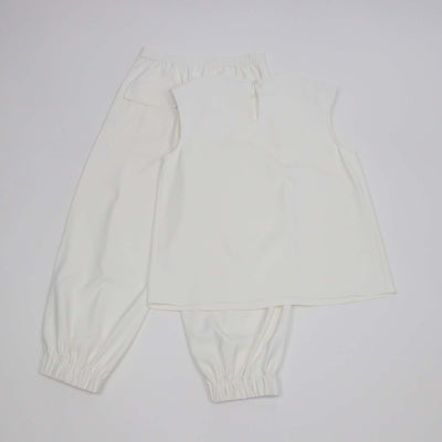 Tibi White Blend Polyester Padded Shoulder Sleeveless Shirt & Jogger Pants Set