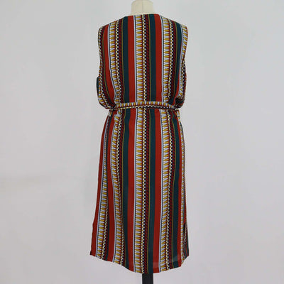 Tory Burch Multicolor Silk Printed Sleeveless Belted Midi Dress