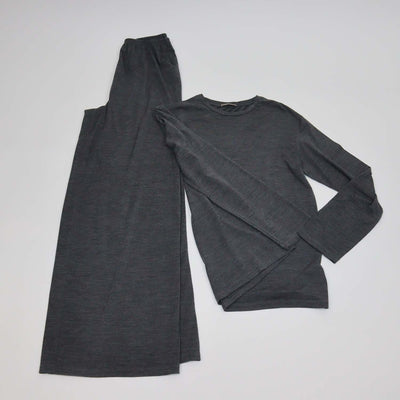 12 Storeez Charcoal Grey Wool Blend Long Sleeve Top and Trouser Set