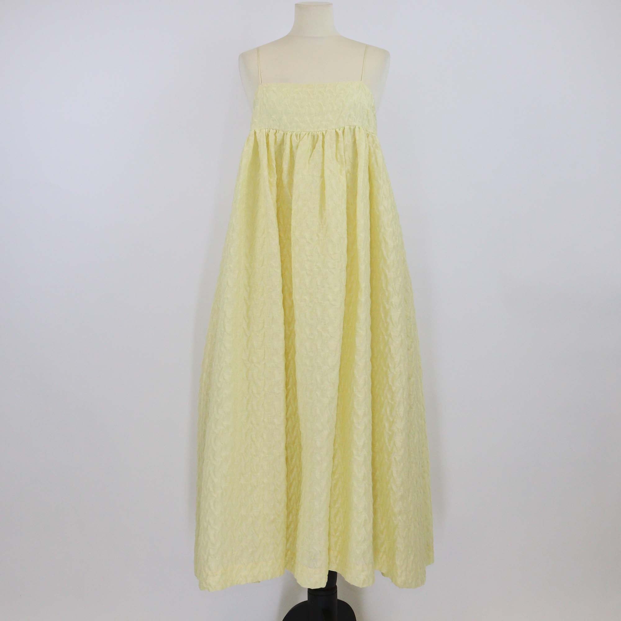 Cecilie Bahnsen Light Yellow Sleeveless Square Neckline Tent Dress