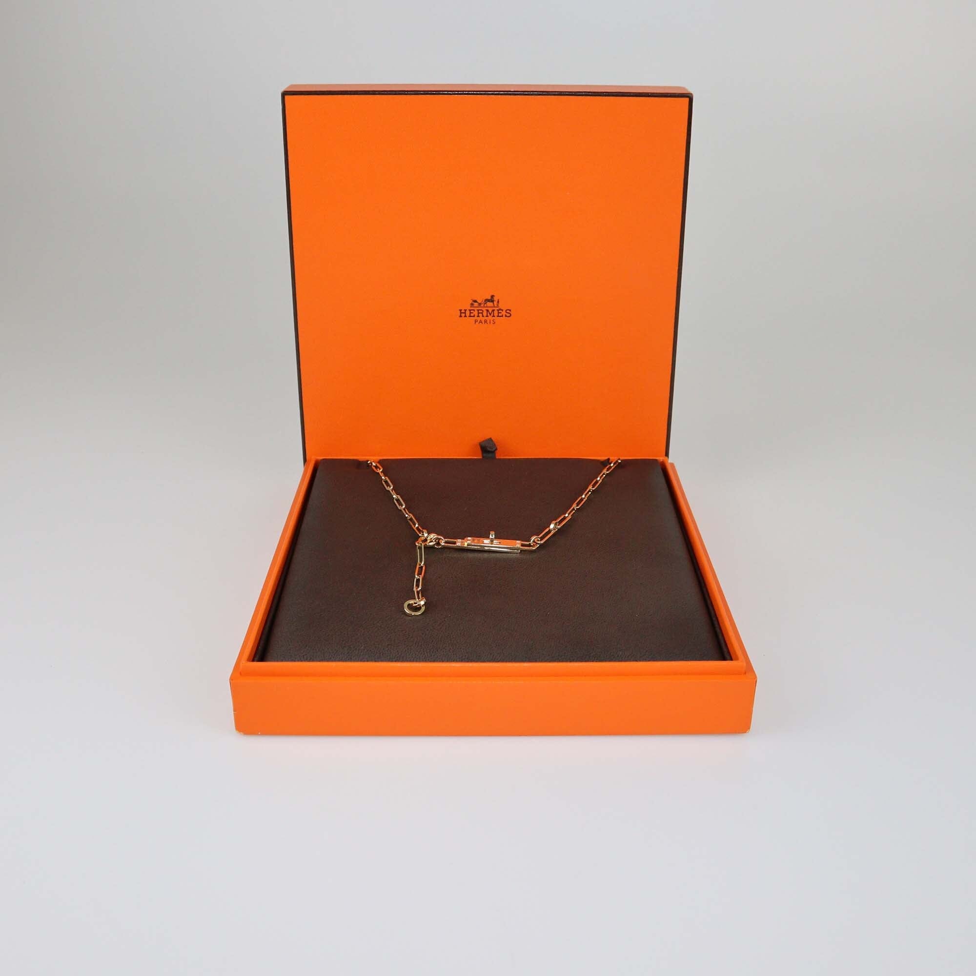 Hermes Yellow Gold Diamond Kelly Chaine Lariat Necklace Womens Hermes 