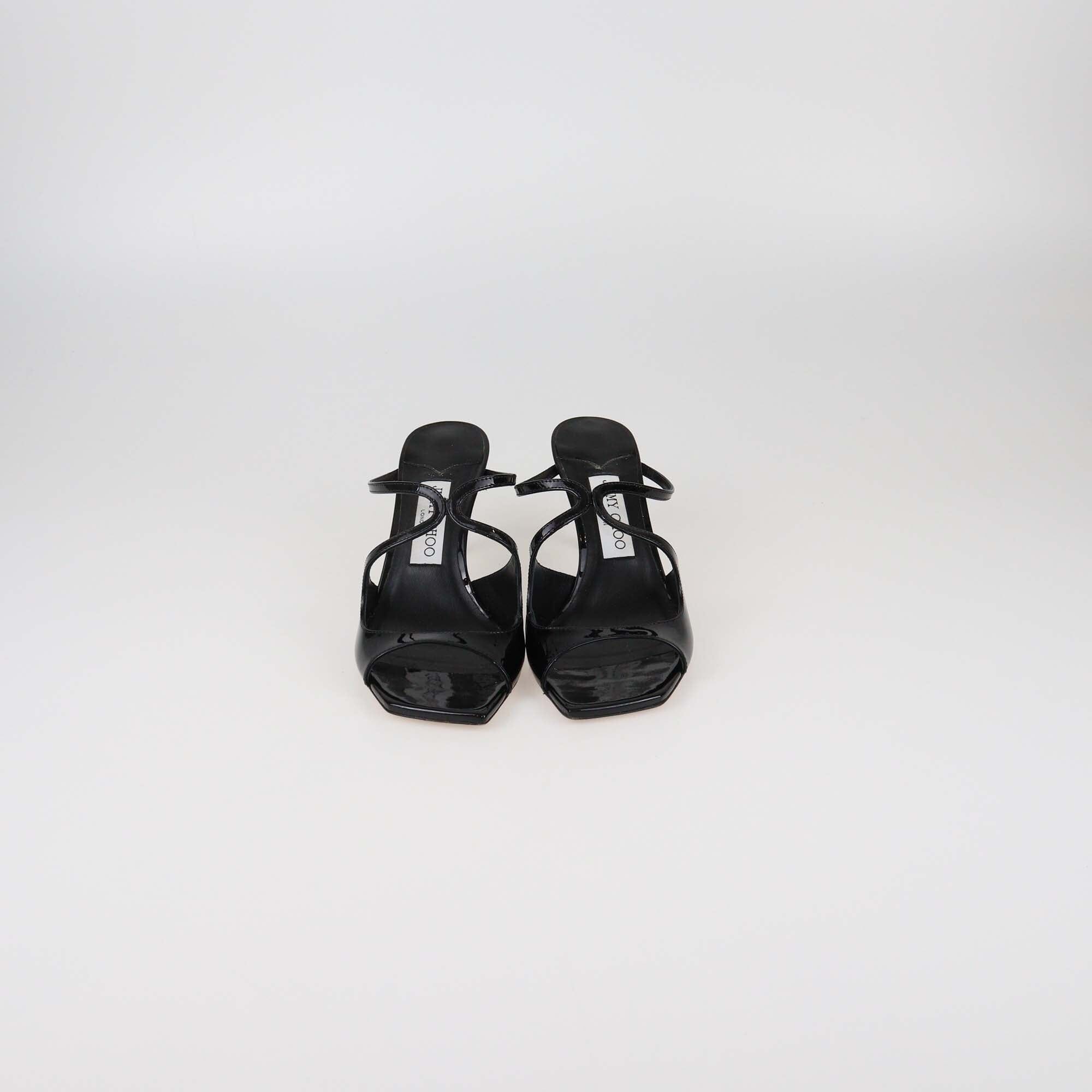 Jimmy Choo Black Patent Anise 75 Mules Womens Jimmy Choo 