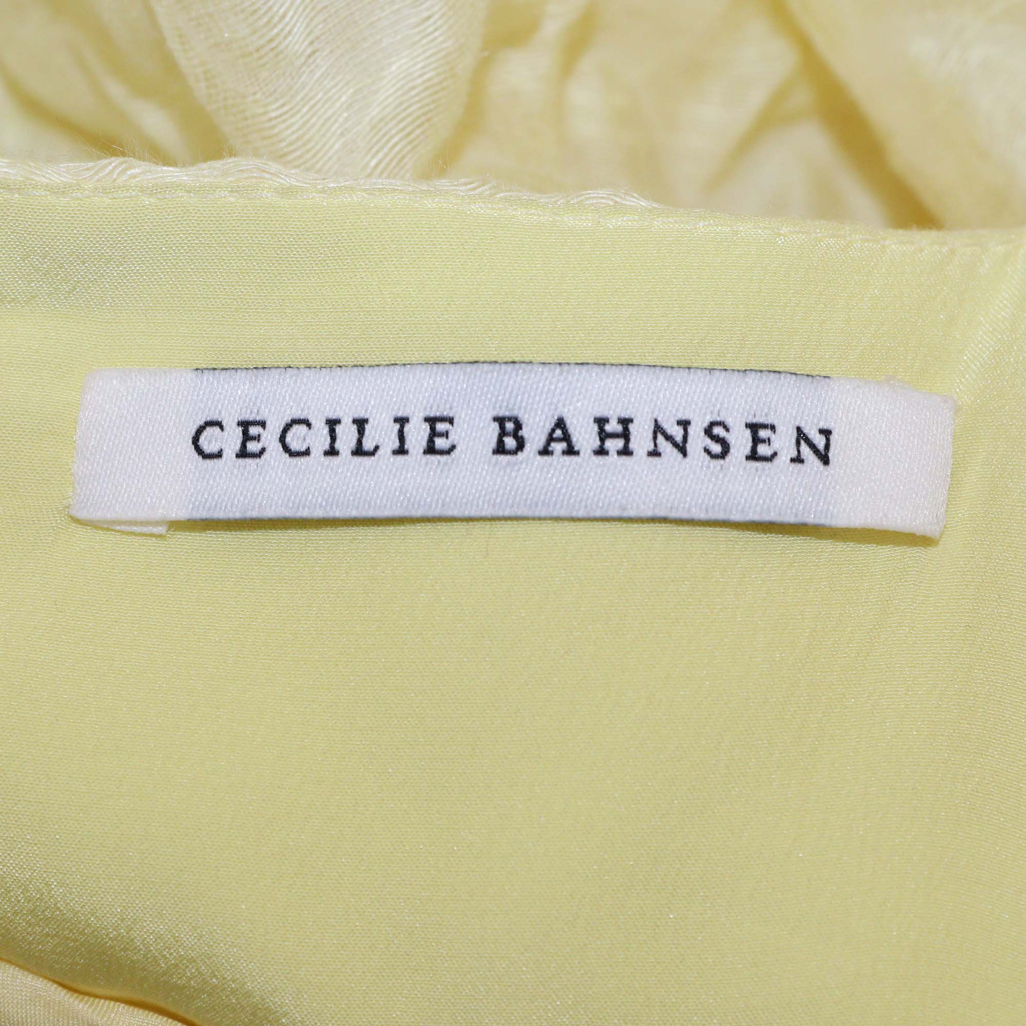 Cecilie Bahnsen Light Yellow Sleeveless Square Neckline Tent Dress