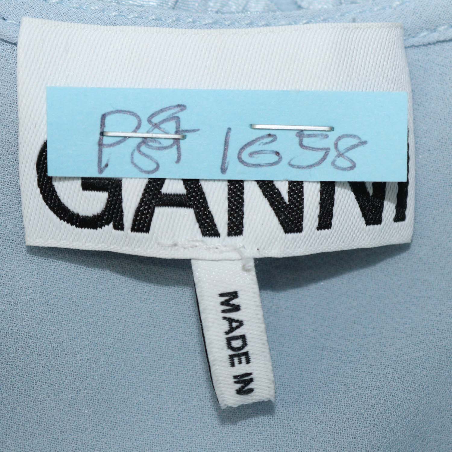Ganni Blue Bead Embellished Cloqué Top
