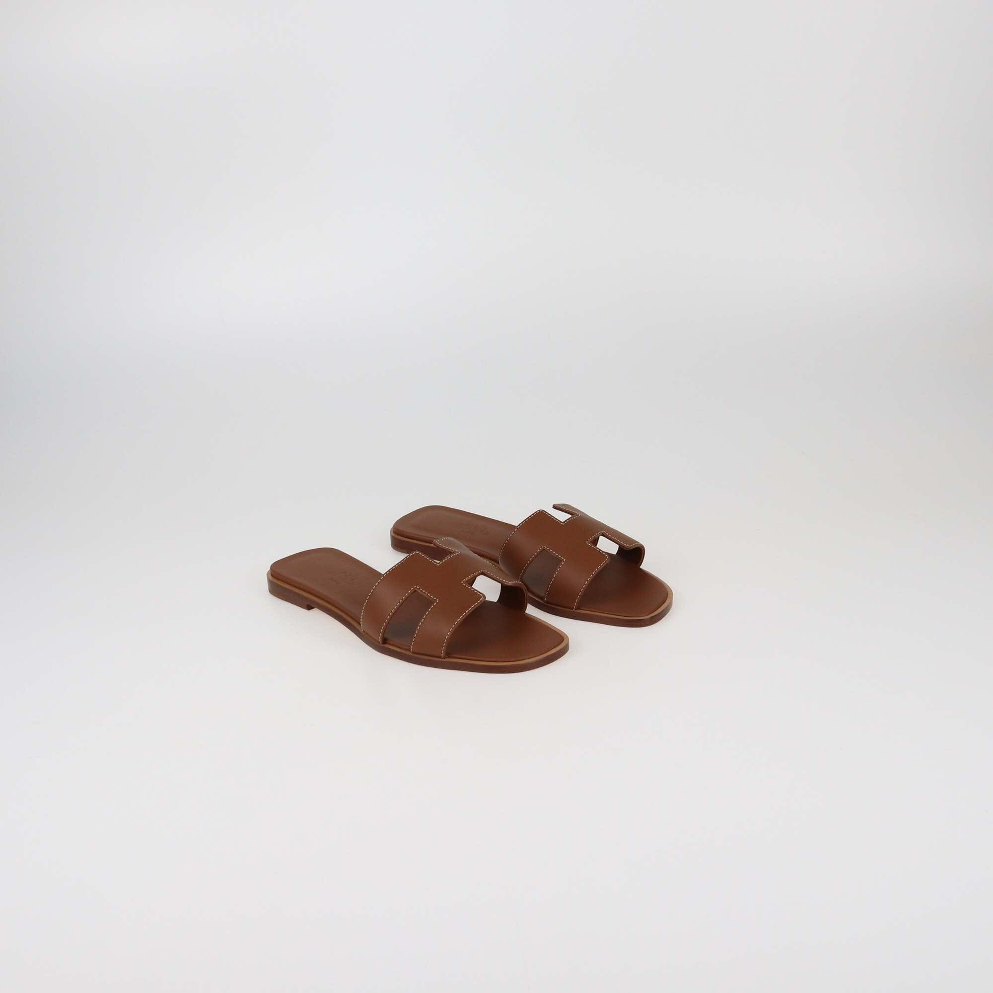 Hermes Gold Oran Sandals Womens Hermes 