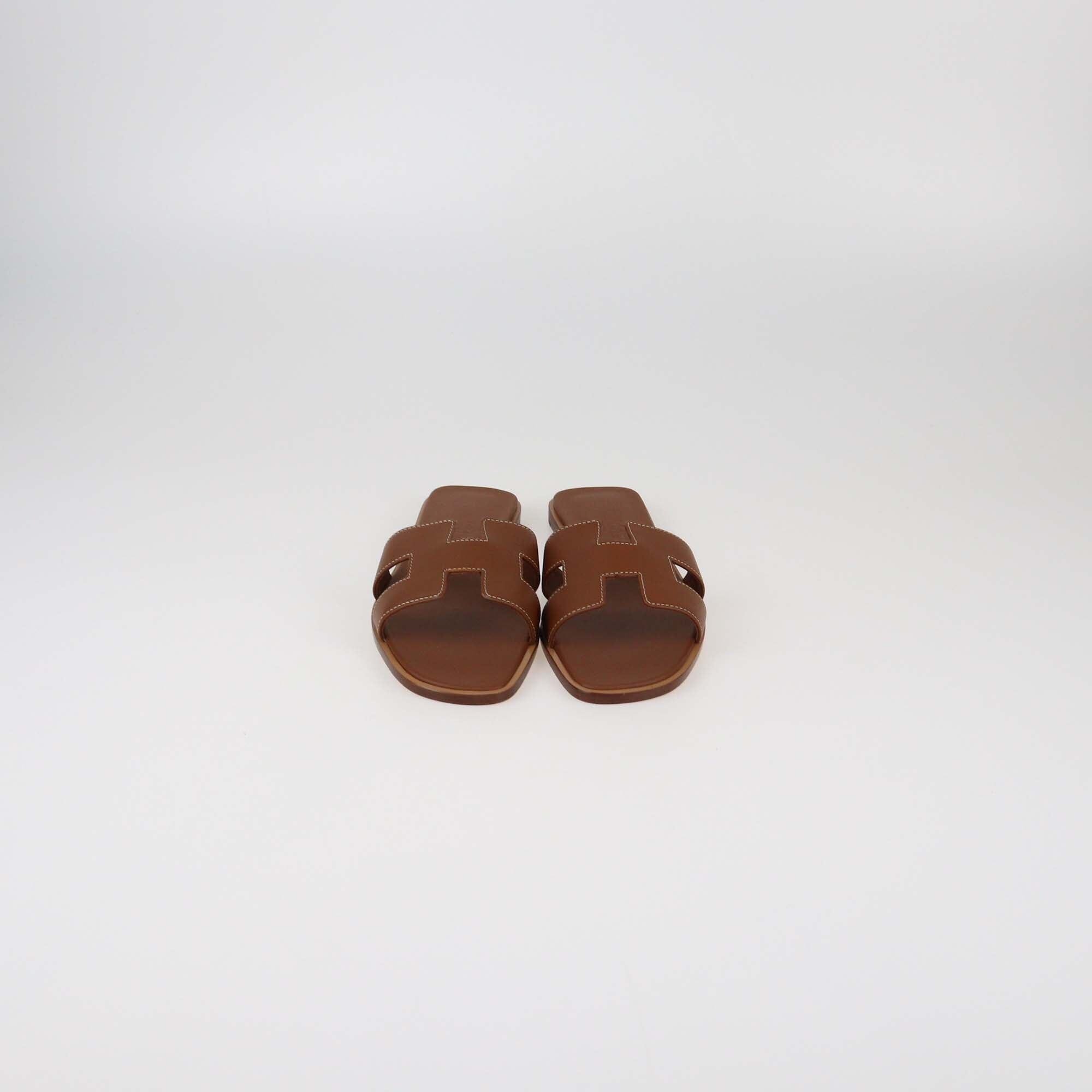 Hermes Gold Oran Sandals Womens Hermes 