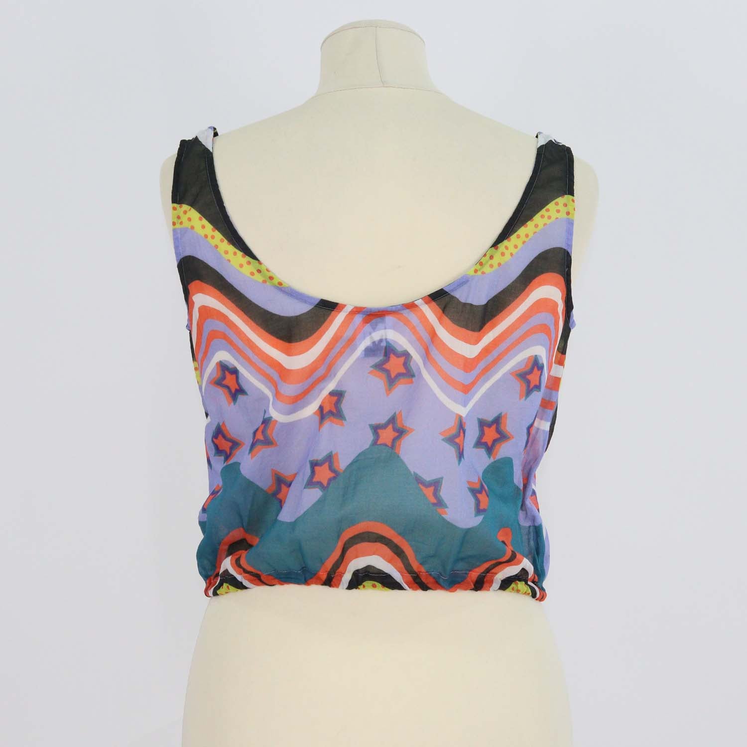 M Missoni Multicolor Cotton Wavy Drawstring Cover Up Top