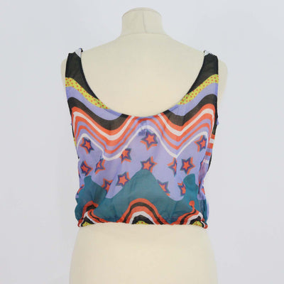 M Missoni Multicolor Cotton Wavy Drawstring Cover Up Top