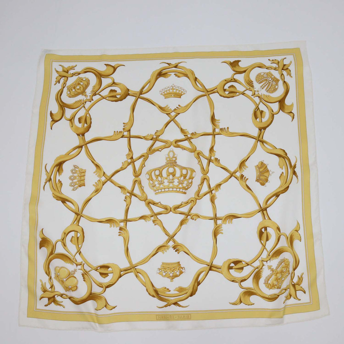 Hermes Multicolor Silk Couronnes Print Scarf 90