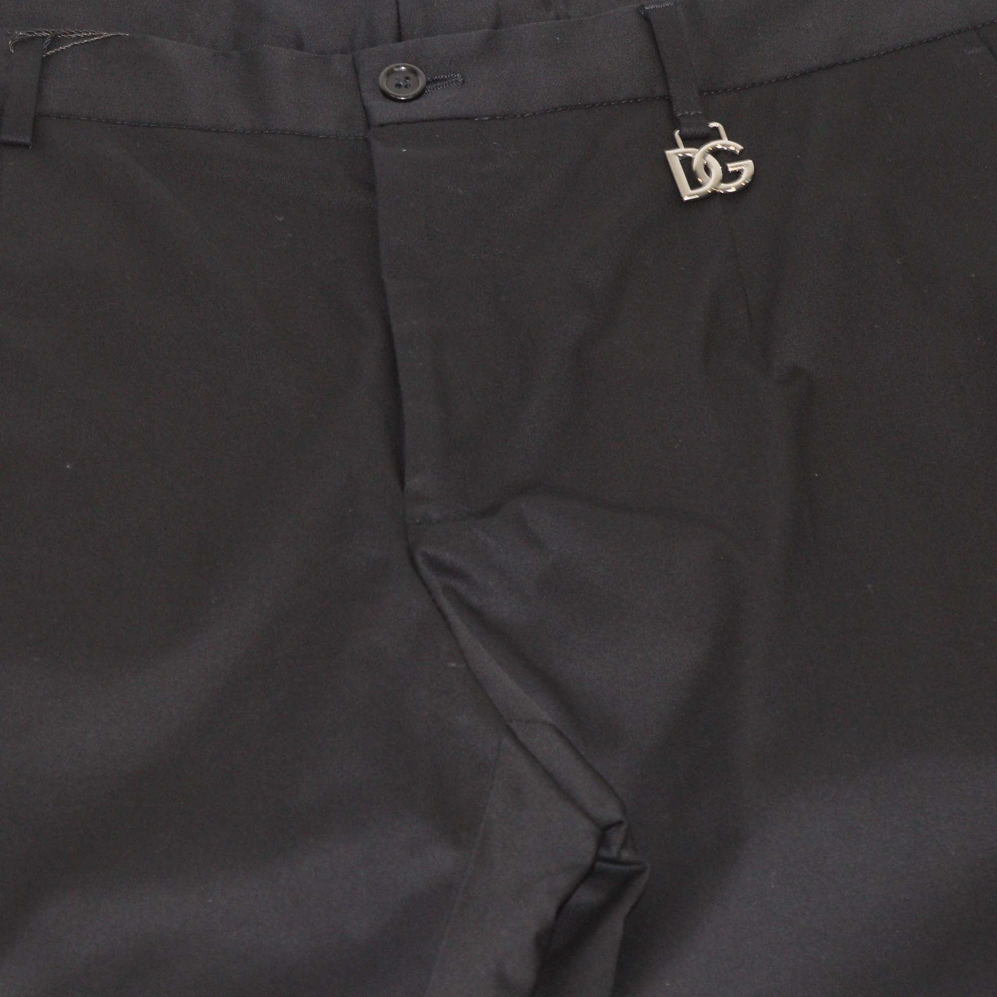 Dolce & Gabbana Black Cotton DG Charm Pants