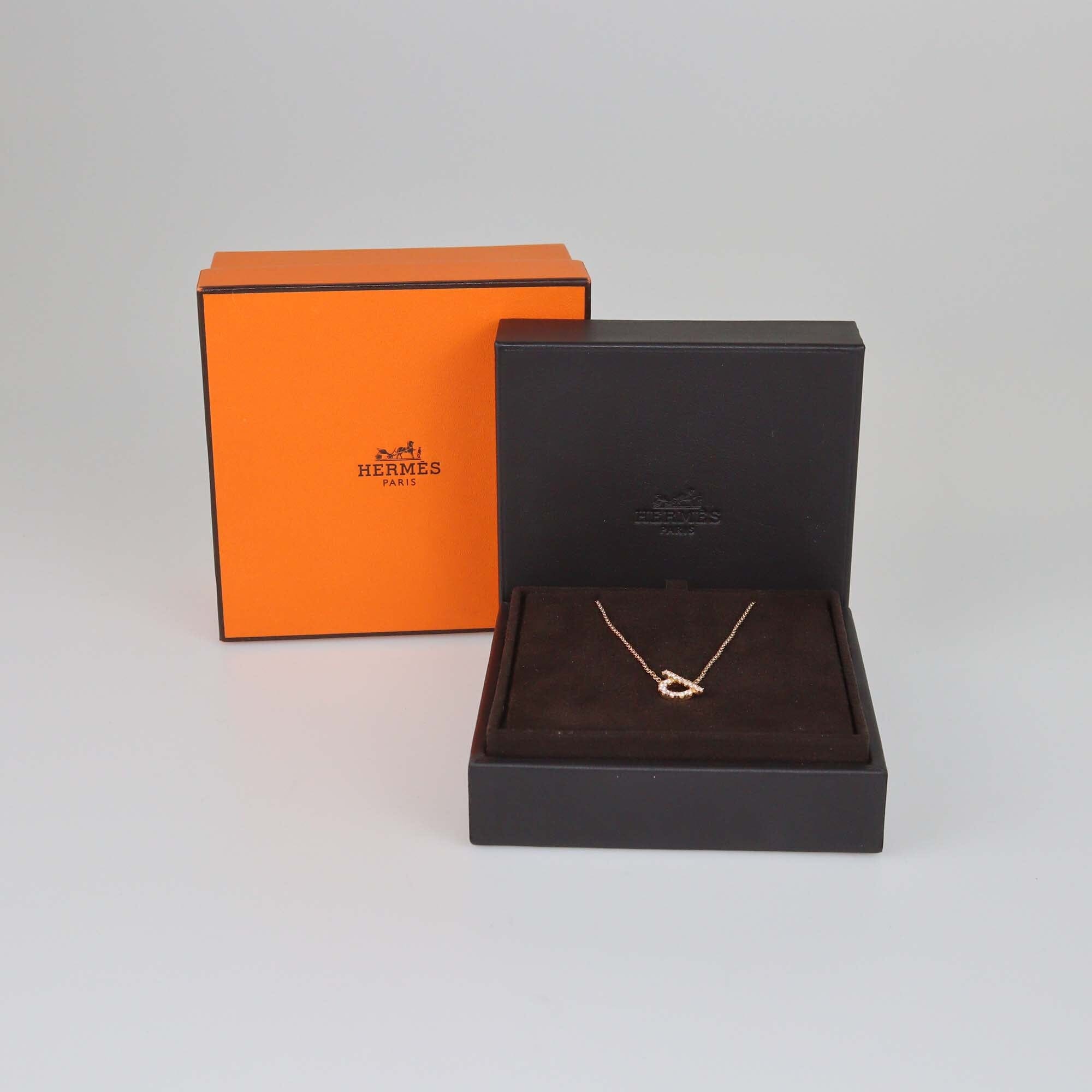 Hermes Rose Gold San Coloris Diamond Finesse Pendant Necklace Womens Hermes 