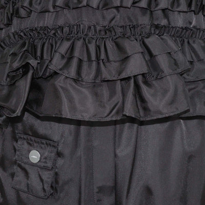 Ganni Black Polyamide Ruffled Top & Cargo Shorts Set