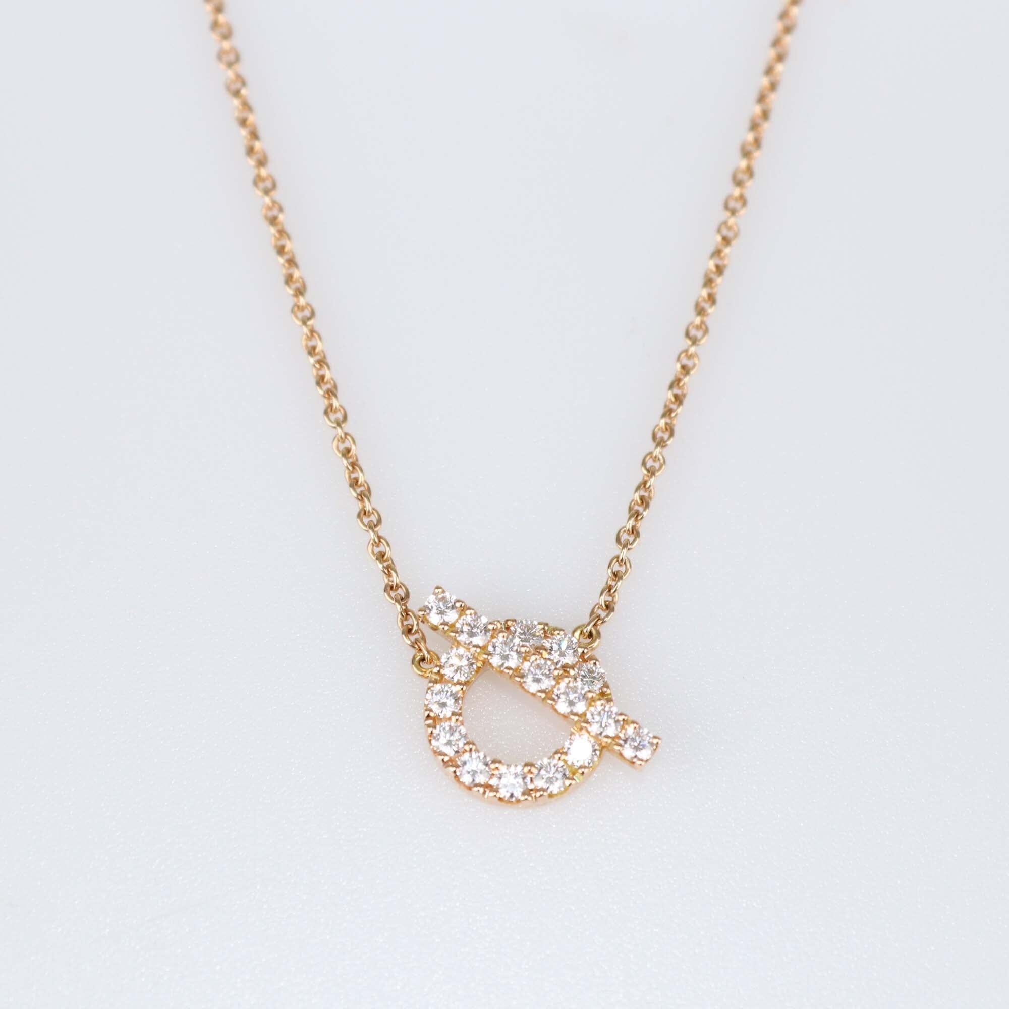 Hermes Rose Gold San Coloris Diamond Finesse Pendant Necklace Womens Hermes 