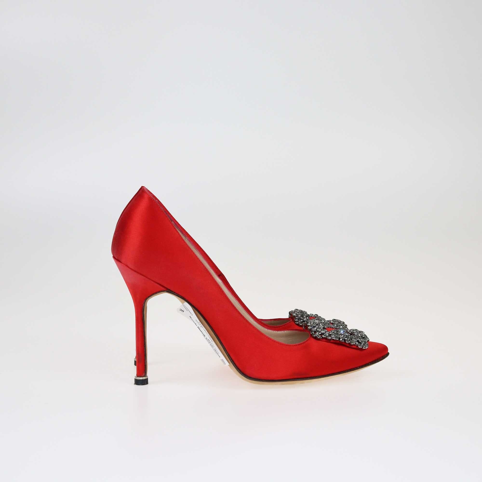 Manolo Blahnik Red Crystal Embellished Hangisi Pumps Shoes Manolo Blahnik 