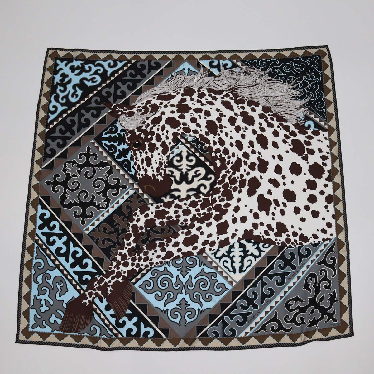 Hermes Multicolor Silk Appaloosa des Steppes Scarf 90
