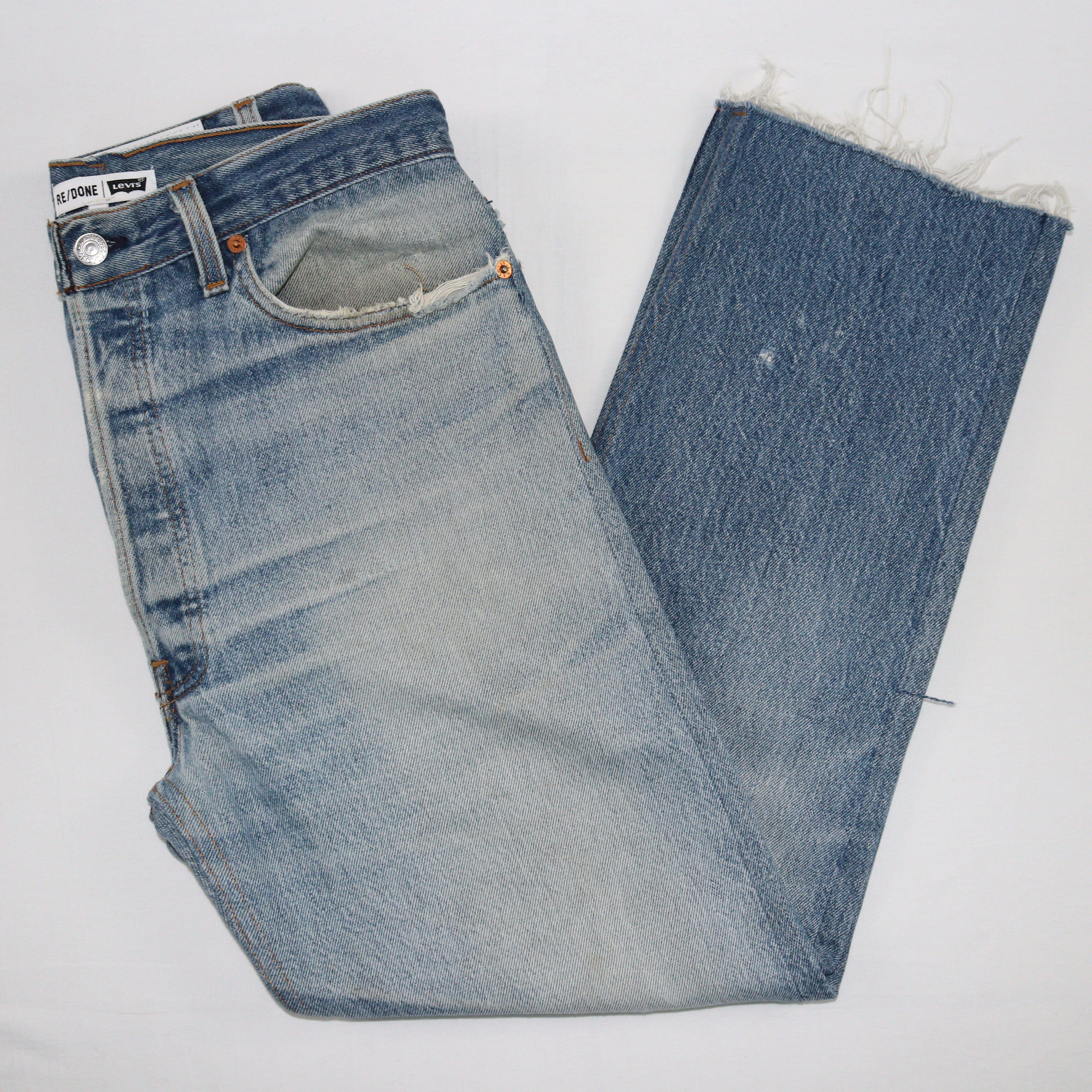 Faded Blue Denim Straight Cut Pants Clothings RE/DONE Levis 