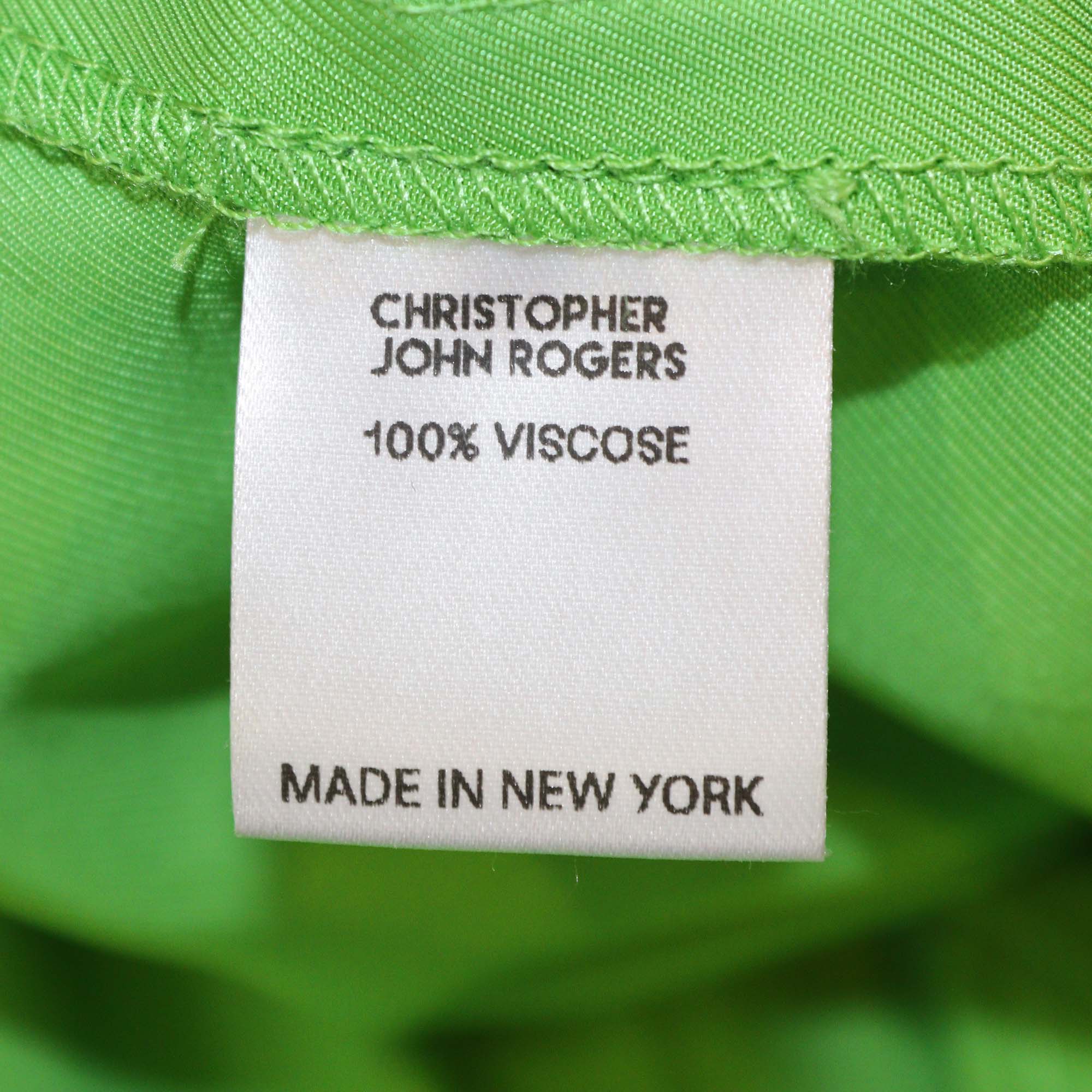 Christopher John Rogers Green Viscose Twill Wide Leg Pants