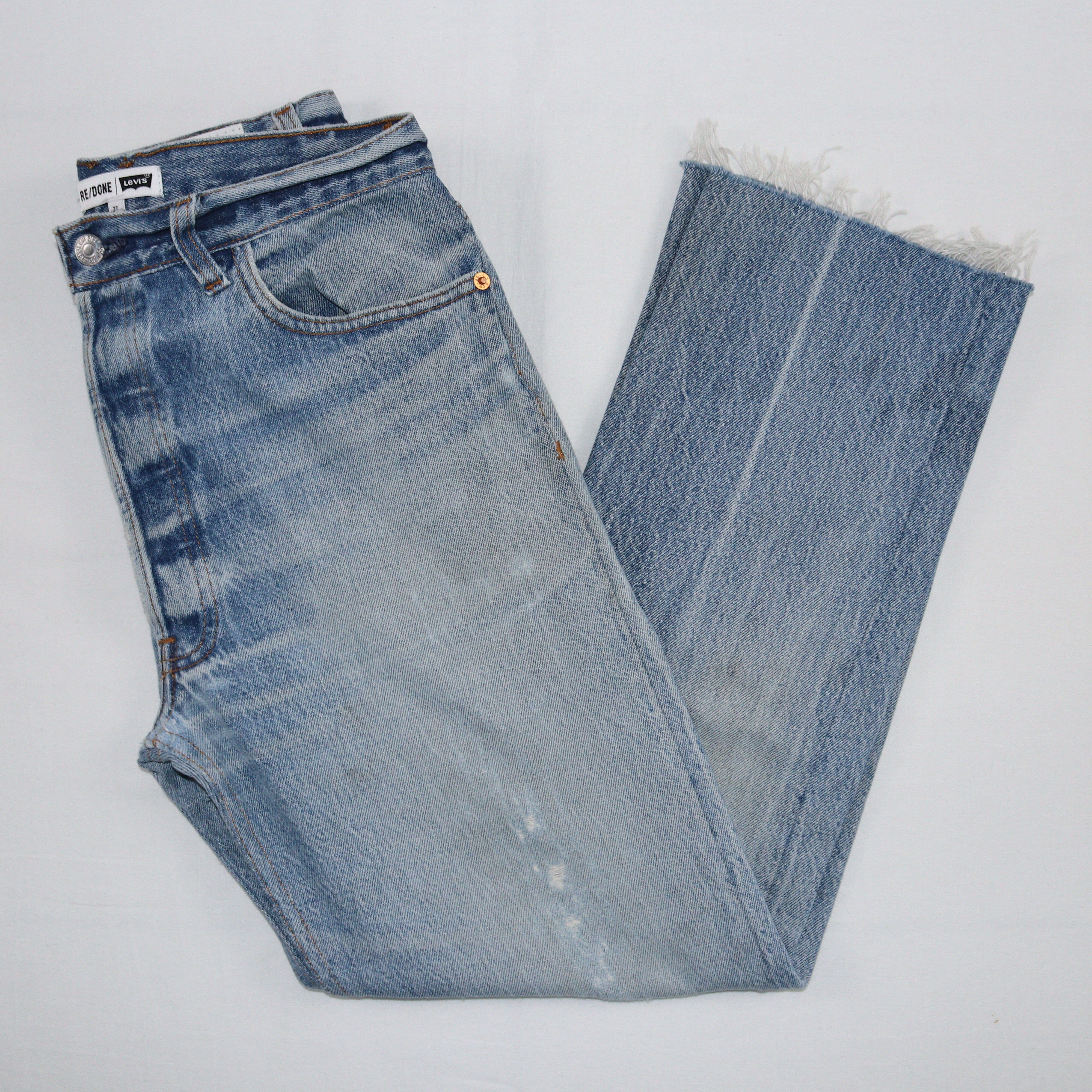 White/Blue Denim Straight Cut Pants Clothings RE/DONE Levis 