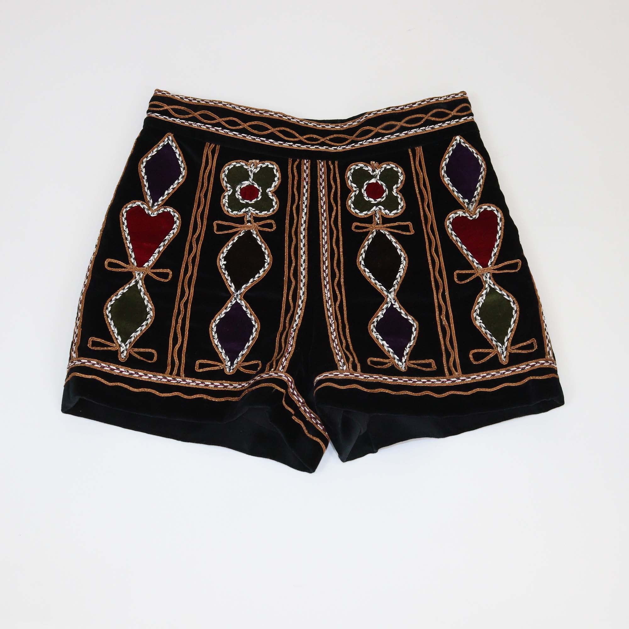 Christian Dior Multicolor Velvet Embroidered Patterned Mini Short