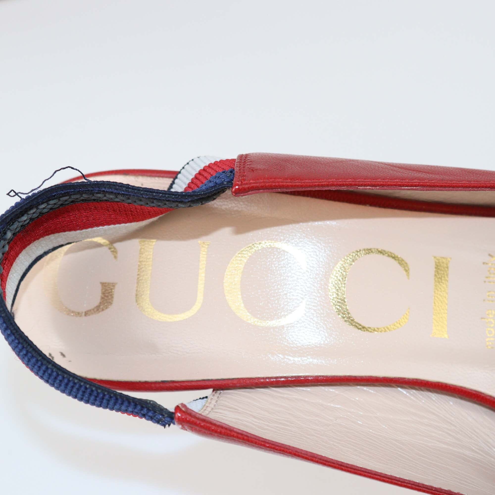 Gucci Red Sylvie Web Slingback Pumps Womens Gucci 